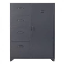 Maisons Du Monde Armoires Enfant Armoire 1 Porte 4 Tiroirs En Métal Gris Anthracite