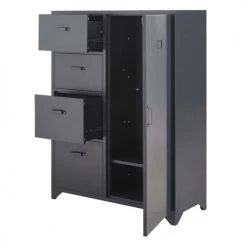 Maisons Du Monde Armoires Enfant Armoire 1 Porte 4 Tiroirs En Métal Gris Anthracite -Armoires enfant Soldes armoire 1 porte 4 tiroirs en metal gris anthracite 1000 4 9 215054 3