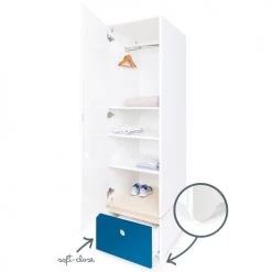 Wookids Armoires Enfant Armoire 1 Porte Façade Tiroir Bleu Marine -Armoires enfant Soldes armoire 1 porte facade tiroir bleu marine 2