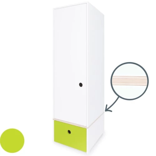 Wookids Armoires Enfant Armoire 1 Porte Façade Tiroir Citron Vert 4 Wookids Armoires Enfant Armoire 1 Porte Façade Tiroir Citron Vert – Image 2