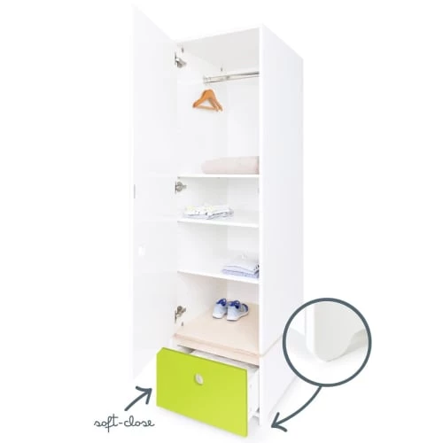 Wookids Armoires Enfant Armoire 1 Porte Façade Tiroir Citron Vert 5 Wookids Armoires Enfant Armoire 1 Porte Façade Tiroir Citron Vert – Image 3