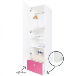 Wookids Armoires Enfant Armoire 1 Porte Façade Tiroir Fushia -Armoires enfant Soldes armoire 1 porte facade tiroir fushia 2