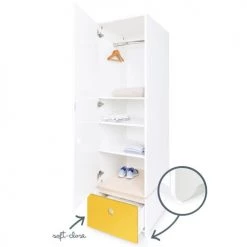 Wookids Armoires Enfant Armoire 1 Porte Façade Tiroir Jaune -Armoires enfant Soldes armoire 1 porte facade tiroir jaune 2