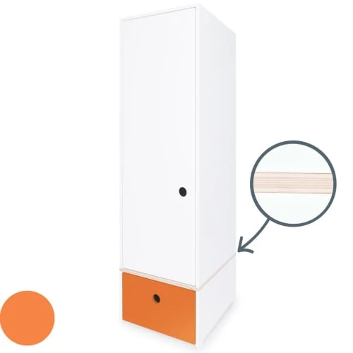 Wookids Armoires Enfant Armoire 1 Porte Façade Tiroir Orange 4 Wookids Armoires Enfant Armoire 1 Porte Façade Tiroir Orange – Image 2