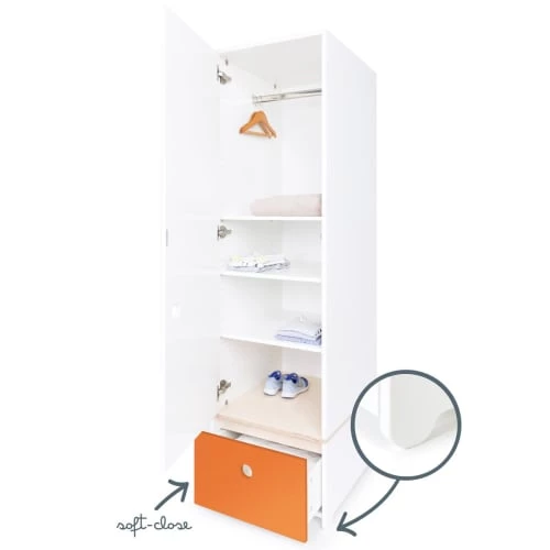 Wookids Armoires Enfant Armoire 1 Porte Façade Tiroir Orange 5 Wookids Armoires Enfant Armoire 1 Porte Façade Tiroir Orange – Image 3