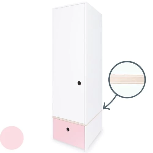 Wookids Armoires Enfant Armoire 1 Porte Façade Tiroir Rose Pastel 4 Wookids Armoires Enfant Armoire 1 Porte Façade Tiroir Rose Pastel – Image 2