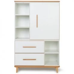 Wookids Armoires Enfant Armoire 147cm 1 Porte 2 Tiroirs Blanc