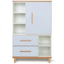 Wookids Armoires Enfant Armoire 147cm 1 Porte 2 Tiroirs Bleu Ciel