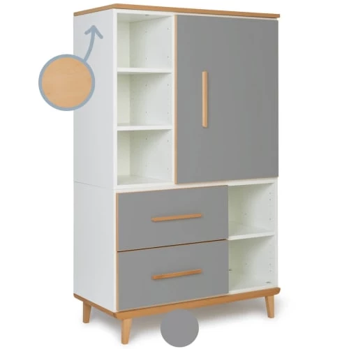 Wookids Armoires Enfant Armoire 147cm 1 Porte 2 Tiroirs Gris Ardoise 4 Wookids Armoires Enfant Armoire 147cm 1 Porte 2 Tiroirs Gris Ardoise â Image 2