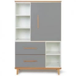 Wookids Armoires Enfant Armoire 147cm 1 Porte 2 Tiroirs Gris Ardoise