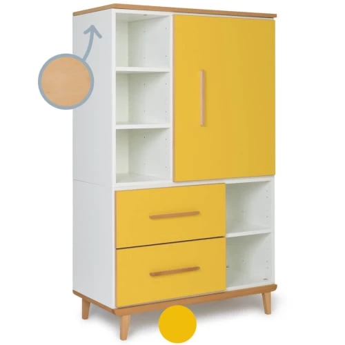 Wookids Armoires Enfant Armoire 147cm 1 Porte 2 Tiroirs Jaune Soleil 4 Wookids Armoires Enfant Armoire 147cm 1 Porte 2 Tiroirs Jaune Soleil – Image 2