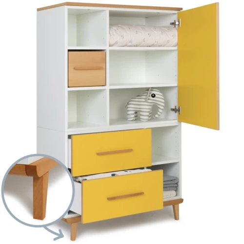 Wookids Armoires Enfant Armoire 147cm 1 Porte 2 Tiroirs Jaune Soleil 5 Wookids Armoires Enfant Armoire 147cm 1 Porte 2 Tiroirs Jaune Soleil – Image 3