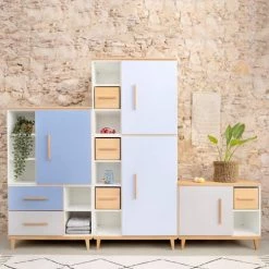 Wookids Armoires Enfant Armoire 147cm 2 Portes Blanc -Armoires enfant Soldes armoire 147cm 2 portes blanc 5