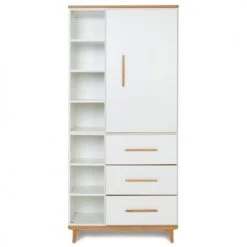 Wookids Armoires Enfant Armoire 198cm 1 Porte 3 Tiroirs Blanc