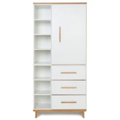 Wookids Armoires Enfant Armoire 198cm 1 Porte 3 Tiroirs Jaune Soleil -Armoires enfant Soldes armoire 198cm 1 porte 3 tiroirs blanc 7