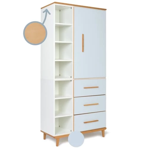 Wookids Armoires Enfant Armoire 198cm 1 Porte 3 Tiroirs Bleu Ciel 4 Wookids Armoires Enfant Armoire 198cm 1 Porte 3 Tiroirs Bleu Ciel – Image 2