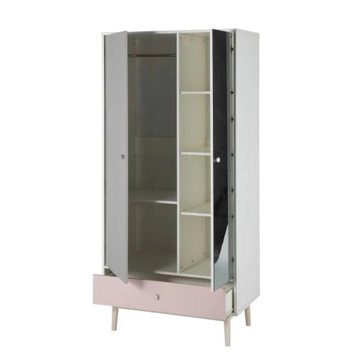 Maisons Du Monde Armoires Armoire 2 Portes 1 Tiroir Blanc Avec Miroir 4 Maisons Du Monde Armoires Armoire 2 Portes 1 Tiroir Blanc Avec Miroir – Image 2