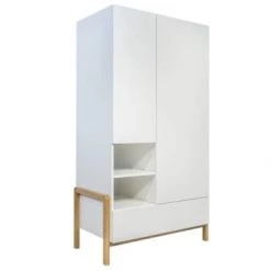 Nateo Concept Armoires Enfant Armoire 2 Portes 1 Tiroir Blanc Et Chêne