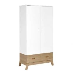 Nateo Concept Armoires Enfant Armoire 2 Portes 1 Tiroir Blanc Et Chêne