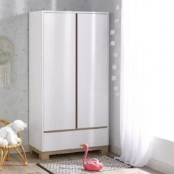Nateo Concept Armoires Enfant Armoire 2 Portes 1 Tiroir Blanc Et Chêne Clair -Armoires enfant Soldes armoire 2 portes 1 tiroir blanc et chene clair 2