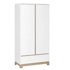 Nateo Concept Armoires Enfant Armoire 2 Portes 1 Tiroir Blanc Et Chêne Clair