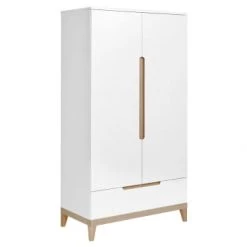 Nateo Concept Armoires Enfant Armoire 2 Portes 1 Tiroir Blanc Et Hêtre
