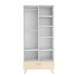 Bellamy Armoires Enfant Armoire 2 Portes 1 Tiroir Blanc Naturel -Armoires enfant Soldes armoire 2 portes 1 tiroir blanc naturel 2