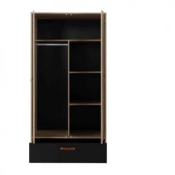 Terre De Nuit Armoires Enfant Armoire 2 Portes 1 Tiroir En Bois Imitation Chêne Clair Et Noir 200cm 6 Terre De Nuit Armoires Enfant Armoire 2 Portes 1 Tiroir En Bois Imitation Chêne Clair Et Noir 200cm -Armoires enfant Soldes armoire 2 portes 1 tiroir en bois imitation chene clair et noir 200cm 1