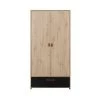 Terre De Nuit Armoires Enfant Armoire 2 Portes 1 Tiroir En Bois Imitation Chêne Clair Et Noir 200cm -Armoires enfant Soldes armoire 2 portes 1 tiroir en bois imitation chene clair et noir 200cm