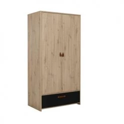 Terre De Nuit Armoires Enfant Armoire 2 Portes 1 Tiroir En Bois Imitation Chêne Clair Et Noir 200cm 7 Terre De Nuit Armoires Enfant Armoire 2 Portes 1 Tiroir En Bois Imitation Chêne Clair Et Noir 200cm -Armoires enfant Soldes armoire 2 portes 1 tiroir en bois imitation chene clair et noir 200cm 2