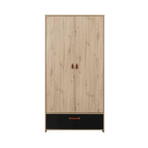 Terre De Nuit Armoires Enfant Armoire 2 Portes 1 Tiroir En Bois Imitation Chêne Clair Et Noir 200cm 3 Terre De Nuit Armoires Enfant Armoire 2 Portes 1 Tiroir En Bois Imitation Chêne Clair Et Noir 200cm