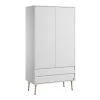 Calicosy Armoires Enfant Armoire 2 Portes 2 Tiroirs Avec Penderie - L100 X H191 Cm - Blanc
