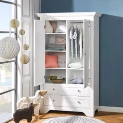Nateo Concept Armoires Enfant Armoire 2 Portes 2 Tiroirs Blanc 10 Nateo Concept Armoires Enfant Armoire 2 Portes 2 Tiroirs Blanc -Armoires enfant Soldes armoire 2 portes 2 tiroirs blanc 3