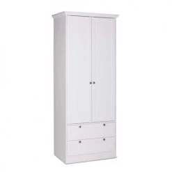 Terre De Nuit Armoires Enfant Armoire 2 Portes 2 Tiroirs En Bois Blanc 200cm