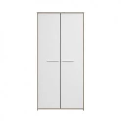 Calicosy Armoires Enfant Armoire 2 Portes Avec Penderie L90.2 X H186 Cm - Décor Blanc Et Bois