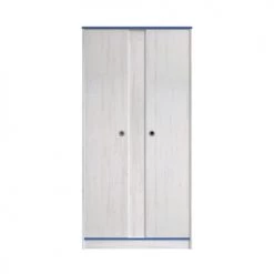 Calicosy Armoires Enfant Armoire 2 Portes Avec Penderies Et Lingère L90 Cm - Décor Bois Blanc -Armoires enfant Soldes armoire 2 portes avec penderies et lingere l90 cm decor bois blanc 2