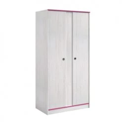 Calicosy Armoires Enfant Armoire 2 Portes Avec Penderies Et Lingère L90 Cm - Décor Bois Blanc -Armoires enfant Soldes armoire 2 portes avec penderies et lingere l90 cm decor bois blanc 5