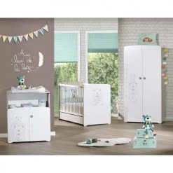 BabyPrice Armoires Enfant Armoire 2 Portes Bébé 175x85x56cm En Mélamine Blanc -Armoires enfant Soldes armoire 2 portes bebe 175x85x56cm en melamine blanc 2