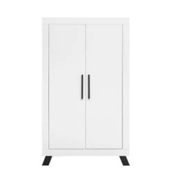 Bopita Armoires Enfant Armoire 2-portes Blanc/noir En MDF, Panneaux De Particules Et Hêtre