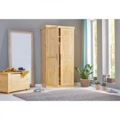Altobuy Armoires Enfant Armoire 2 Portes Bois Massif Naturel -Armoires enfant Soldes armoire 2 portes bois massif naturel 4