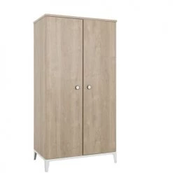 Calicosy Armoires Enfant Armoire 2 Portes Décor Bois Et Blanc Bébé - 102 X 195cm -Armoires enfant Soldes armoire 2 portes decor bois et blanc bebe 102 x 195cm 3