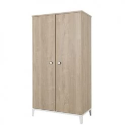 Calicosy Armoires Enfant Armoire 2 Portes Décor Bois Et Blanc Bébé - 102 X 195cm -Armoires enfant Soldes armoire 2 portes decor bois et blanc bebe 102 x 195cm 4