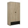 Gami Armoires Enfant Armoire 2 Portes Effet Bois Marron Avec 1 Tiroir Chêne Noir -Armoires enfant Soldes armoire 2 portes effet bois marron avec 1 tiroir chene noir
