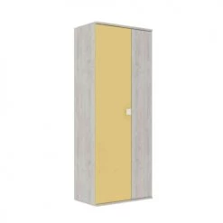 Terre De Nuit Armoires Enfant Armoire 2 Portes En Bois Gris Clair Et Jaune 223cm