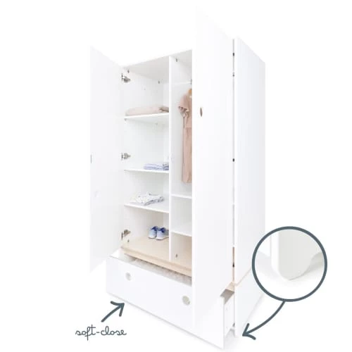 Wookids Armoires Enfant Armoire 2 Portes Façade Tiroir Blanc 5 Wookids Armoires Enfant Armoire 2 Portes Façade Tiroir Blanc – Image 3