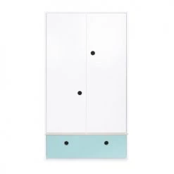 Wookids Armoires Enfant Armoire 2 Portes Façade Tiroir Bleu Ciel