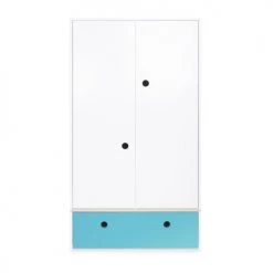 Wookids Armoires Enfant Armoire 2 Portes Façade Tiroir Bleu Paradis