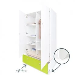 Wookids Armoires Enfant Armoire 2 Portes Façade Tiroir Citron Vert -Armoires enfant Soldes armoire 2 portes facade tiroir citron vert 2