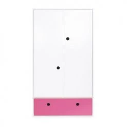 Wookids Armoires Enfant Armoire 2 Portes Façade Tiroir Fushia