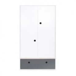 Wookids Armoires Enfant Armoire 2 Portes Façade Tiroir Gris Espace